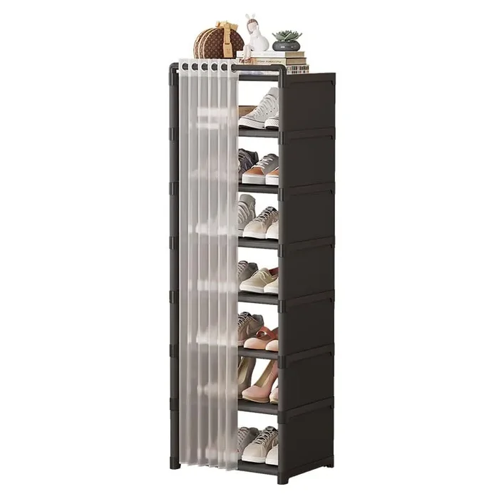 AISIR Scarpiera Salvaspazio 8 Livelli, Scarpiere Scaffale Portascarpe in Metallo Impilabile, per Ingresso, Armadio Esterno e Interno. Facile da Montare, 42 x 30 x 124 CM, Nero.