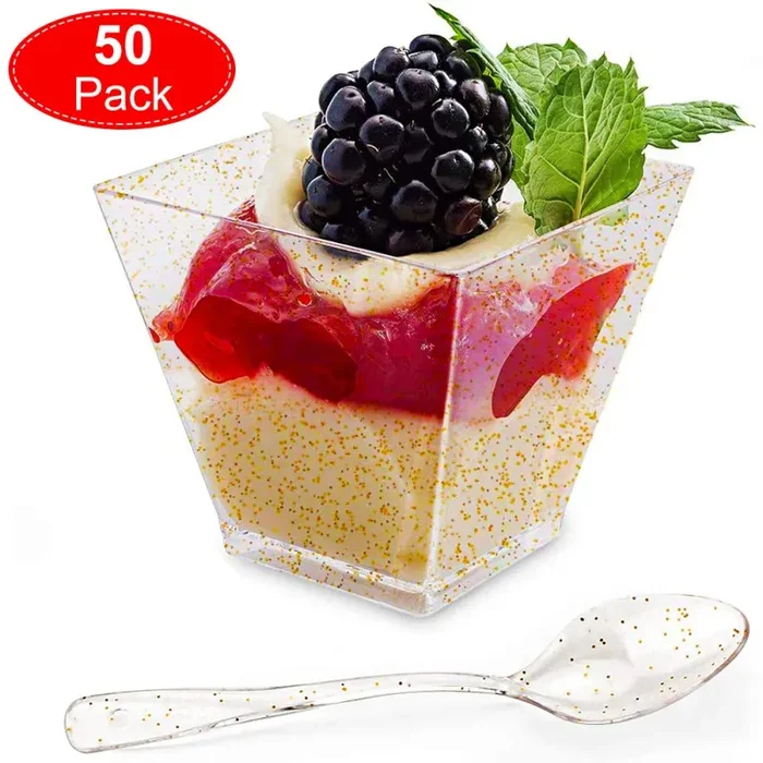 Aitsite 50 pezzi Tazze da Dessert 2oz / 60ml Coppette 60ml, Piazza