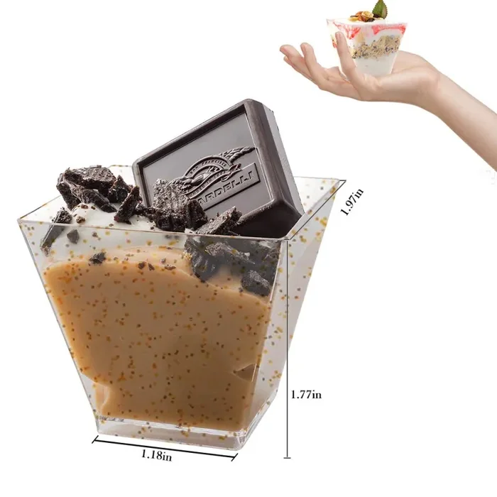 Aitsite 50 pezzi Tazze da Dessert 2oz / 60ml Coppette 60ml, Piazza - immagine 2