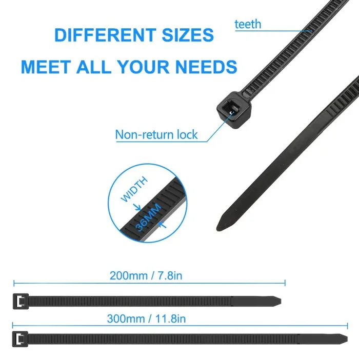 Aival Fermacavi, 200 Fascette Zip in Nylon Avvolgenti Due Lunghezze 200… - immagine 2