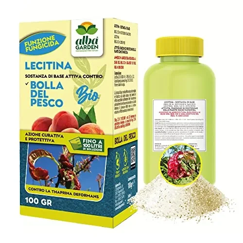 Albagarden – Fungicida Piante Per Bolla Del Pesco Per Agricoltura Biologica – Lecitina Funghicida Naturale Per Trattamento di Oidio Peronospora Alternaria – Polvere Solubile X 100 gr