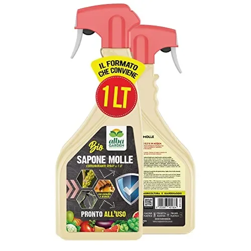Albagarden – Sapone Molle di Potassio x 1 Litro – Corroborante Naturale Effetto Insetticida Piante Bio – Potenzia Le Difese Delle Piante Da Insetti Cocciniglia Pidocchi Ragnetto Rosso Cimici Spray
