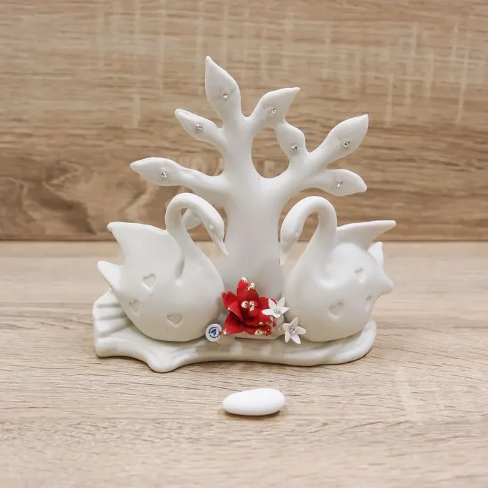 Albero della Vita con Cigni Porcellana di Capodimonte Matta