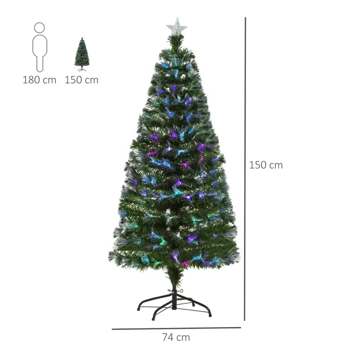 Albero di Natale Artificiale 150 cm in Fibra Ottica Foltissimo con 180 LED - immagine 3