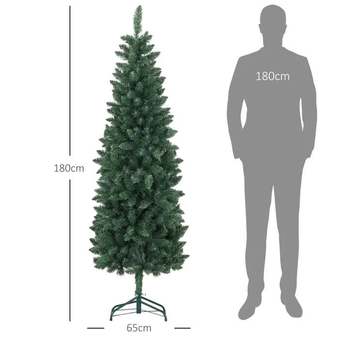 Albero di Natale Artificiale 180 cm 479 Rami Design Alto e Stretto Verde - immagine 3