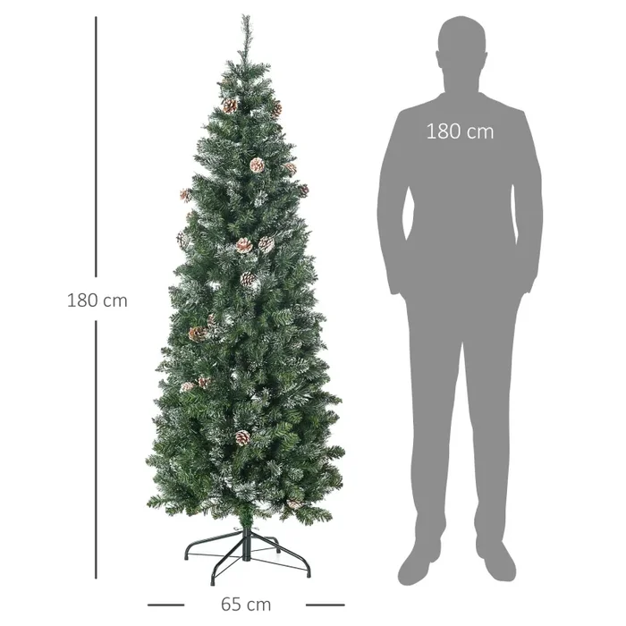 Albero di Natale Artificiale 180 cm 618 Rami con Pigne Verde - immagine 3