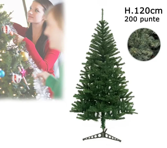 Albero di Natale Artificiale 200 Punte 120 cm Verde Vendita calda - immagine 2