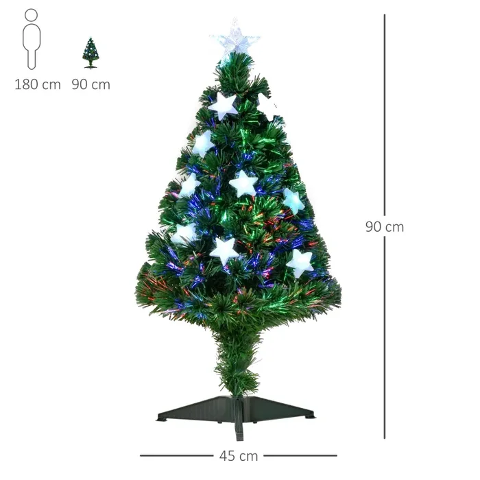 Albero di Natale Artificiale 90 cm 90 Rami in PVC e Fibra Ottica con 12 LED Sconti - immagine 3