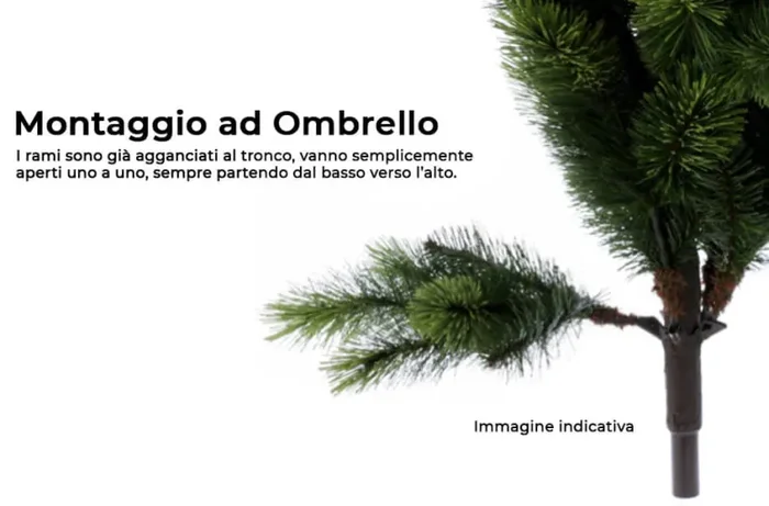 Albero di Natale artificiale con punte argentate - immagine 3