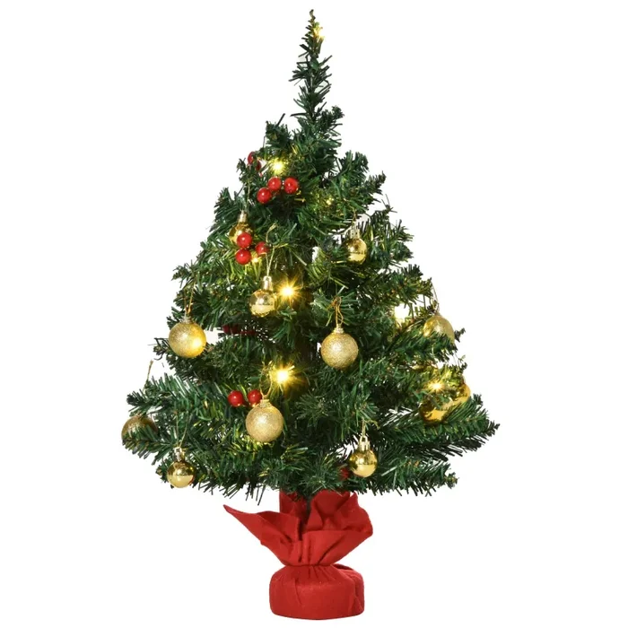 Albero di Natale Artificiale da Tavolo 60 cm 73 Rami 15 LED Verde Saldi