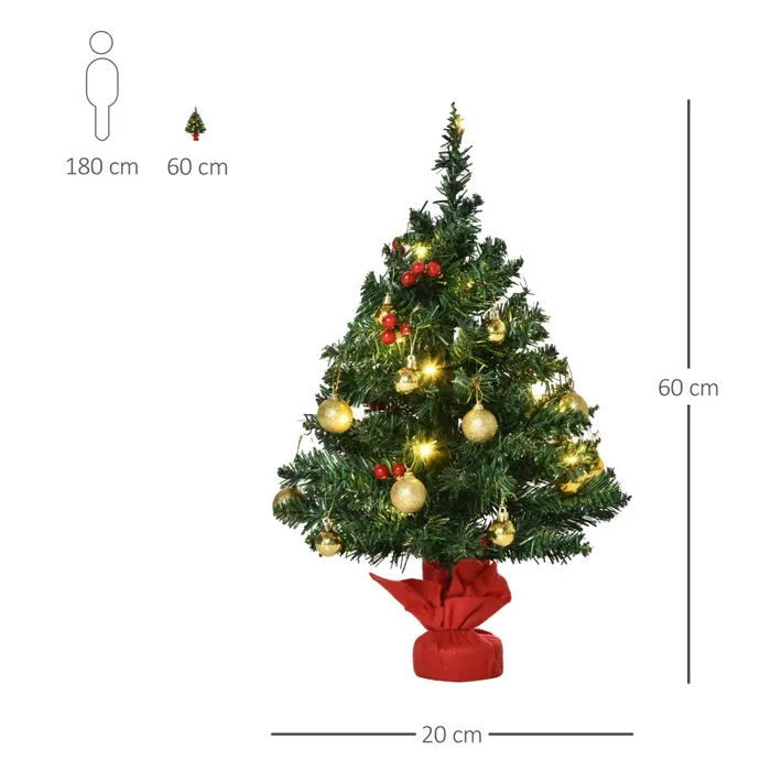 Albero di Natale Artificiale da Tavolo 60 cm 73 Rami 15 LED Verde Saldi - immagine 3