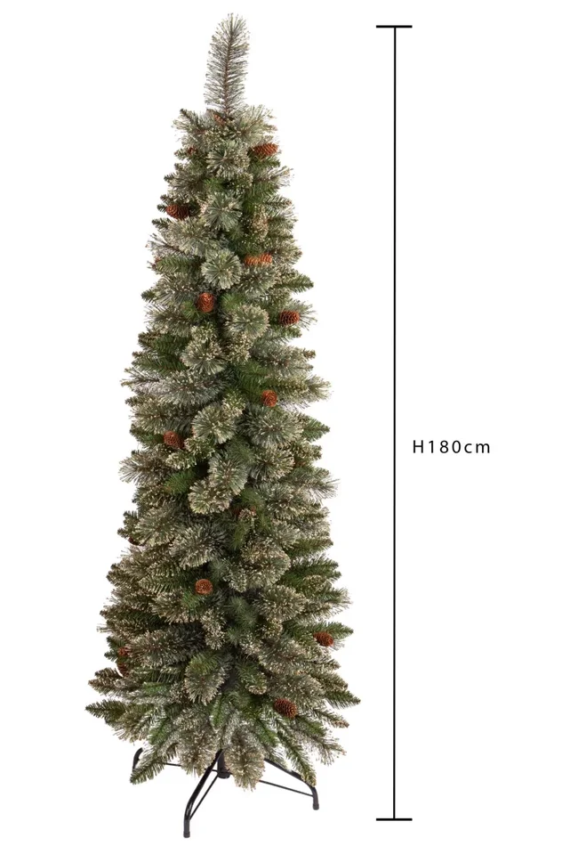 Albero di Natale Artificiale H180 cm Abete Slim Golden Green 333 Tips Verde Online ora - immagine 2