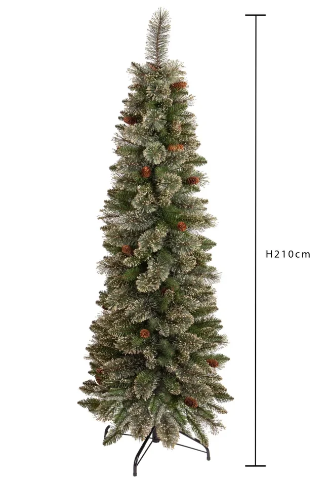 Albero di Natale Artificiale H210 cm Abete Slim Golden Green 479 Tips Verde - immagine 2