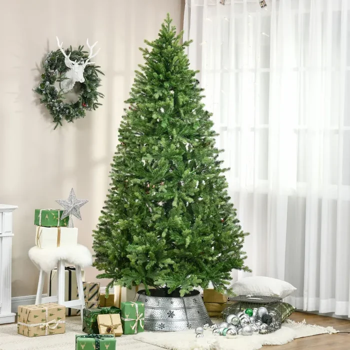 Albero di Natale Artificiale H228 cm 2056 Rami Decorato con Base in Metallo Verde - immagine 2