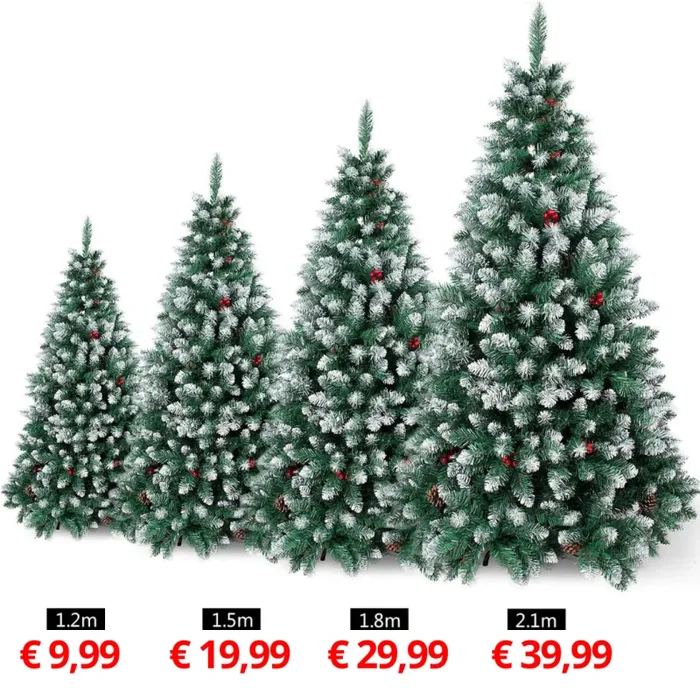 ALBERO DI NATALE ARTIFICIALE INNEVATO CON PIGNE NATURALI E SUPPORTO IN LEGNO | BLACK FRIDAY