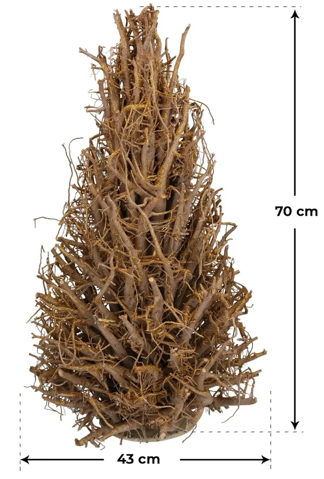 Albero di Natale in Legno Ø43×70 cm Oro - immagine 2