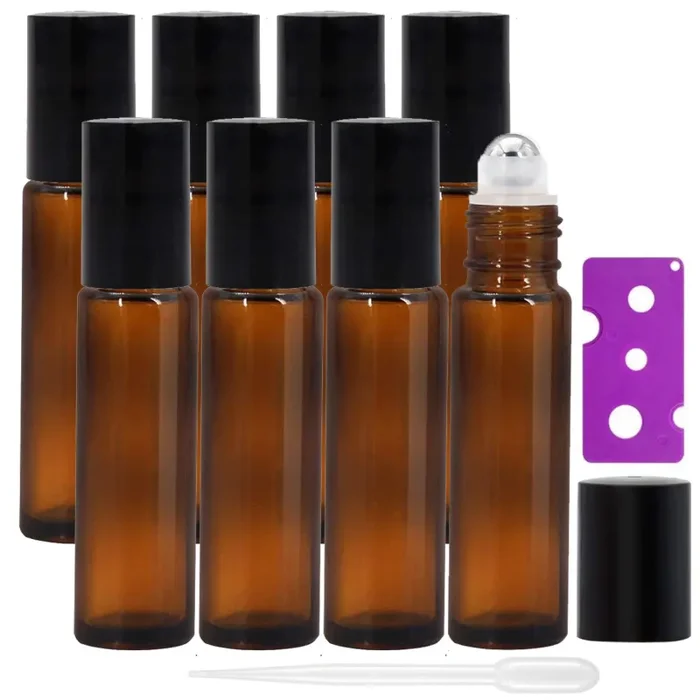 Alledomain, 8 flaconi roll-on per oli essenziali da 10 ml 10 ml, Ambra Vendita calda online