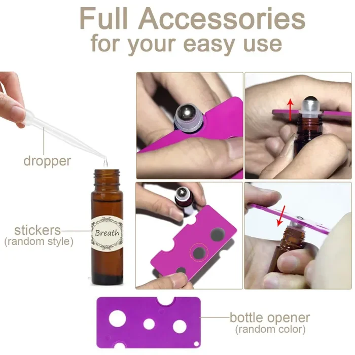 Alledomain, 8 flaconi roll-on per oli essenziali da 10 ml 10 ml, Ambra Vendita calda online - immagine 3