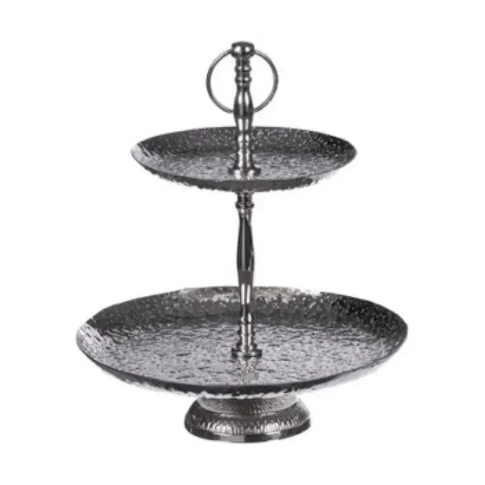 Alzata rotonda in metallo argentato