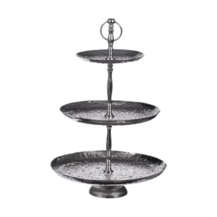 Alzata rotonda in metallo argentato - immagine 2