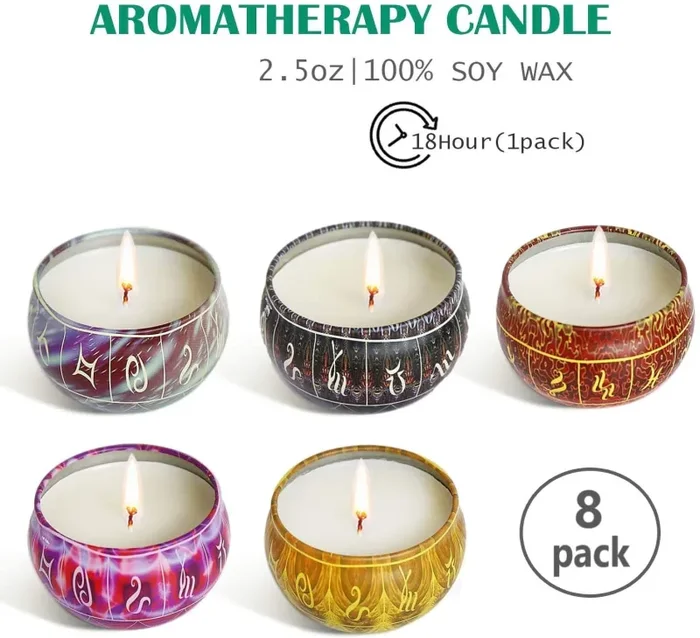 AMAYGA Candela Profumate con 8 Profumi,Durata 15-18 Ore 100% Cera Naturale di Soia Profumate per La Decorazione di Aromaterapia Confezione Regalo per Compleanno,Matrimoni e Natale San Valentino - immagine 2