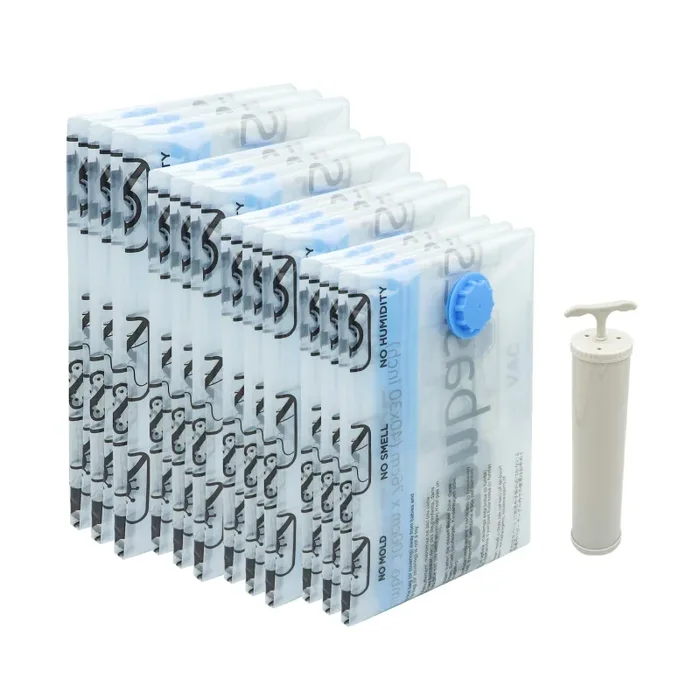 Amazon Basics – Sacchetti sottovuoto con pompa a mano, confezione da 12 (3 jumbo, 3 grandi, 3 medi, 3 piccoli) 12-Pack Single