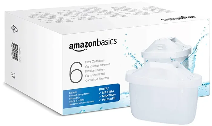 Amazon Basics Filtri per acqua, adatto e compatibile con tutte le caraffe BRITA, incluse le PerfectFit, confezione da 6