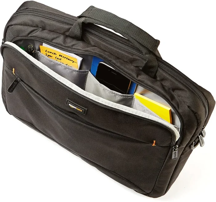 AmazonBasics – Borsa a tracolla per laptop, computer e tablet da 15.6” (40 cm), nero, confezione da 1 - immagine 2