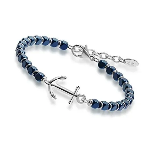 Amtier Braccialetti di Ancoraggio Perline Blu Unisex A