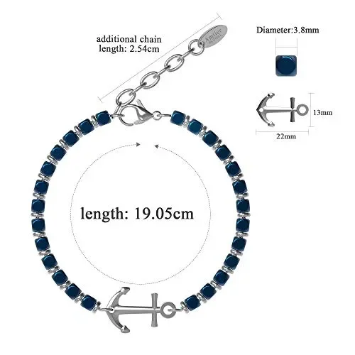 Amtier Braccialetti di Ancoraggio Perline Blu Unisex A - immagine 2