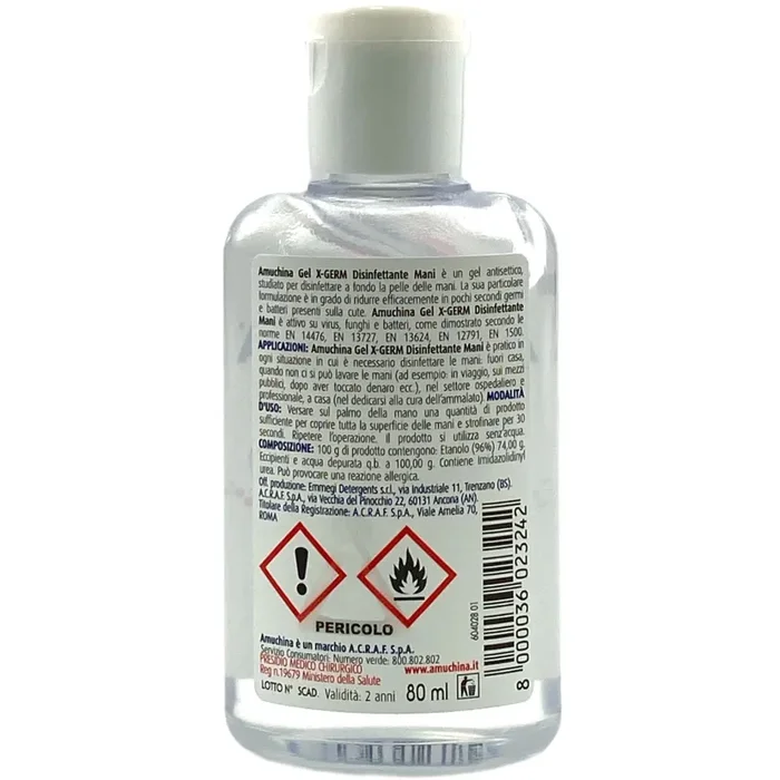 Amuchina X-Germ Gel Igienizzante Mani 80 ml – Azione Antibatterica Senza Risciacquo, Ideale Fuori Casa - immagine 2