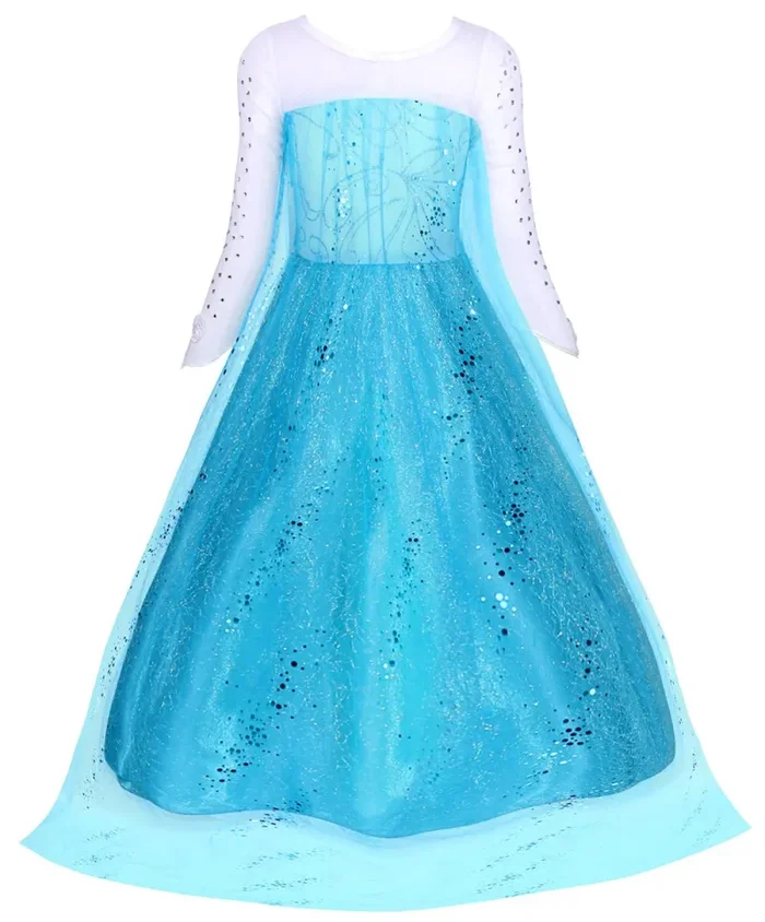 AmzBarley Vestito da Principessa Regina delle Nevi Abito 3-4 anni, Blu - immagine 2
