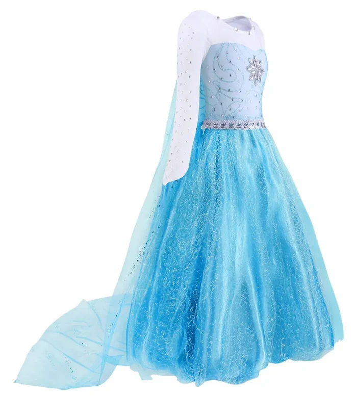 AmzBarley Vestito da Principessa Regina delle Nevi Abito 3-4 anni, Blu - immagine 3