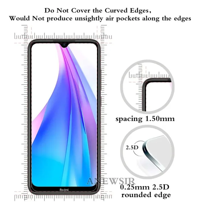 ANEWSIR 3X Pellicola Protettiva per Xiaomi Redmi Note 8T Vetro temperato,… - immagine 3