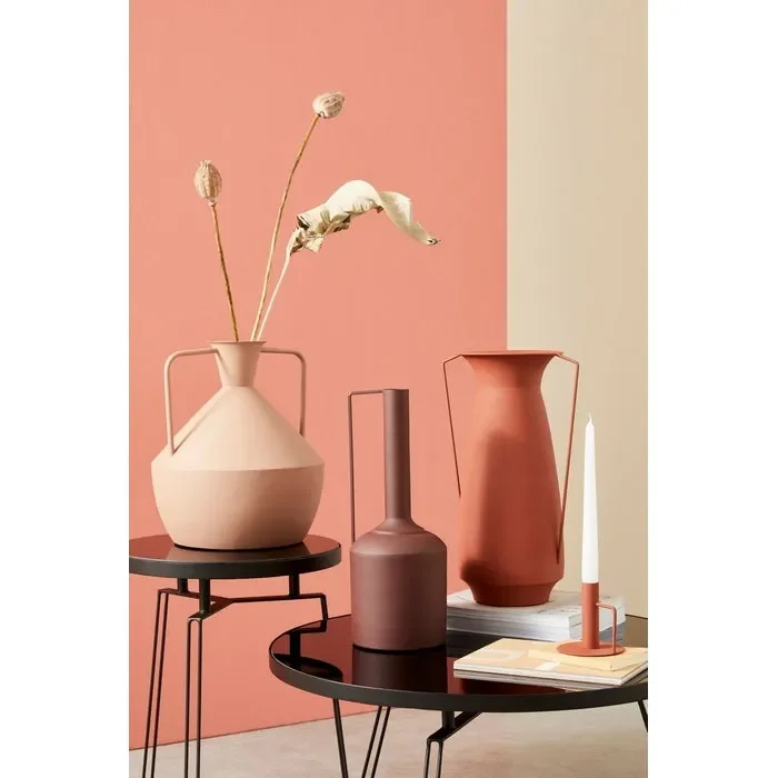 Anfora porta fiori minimal in metallo con 2 manici 42 cm – Pelike - immagine 3