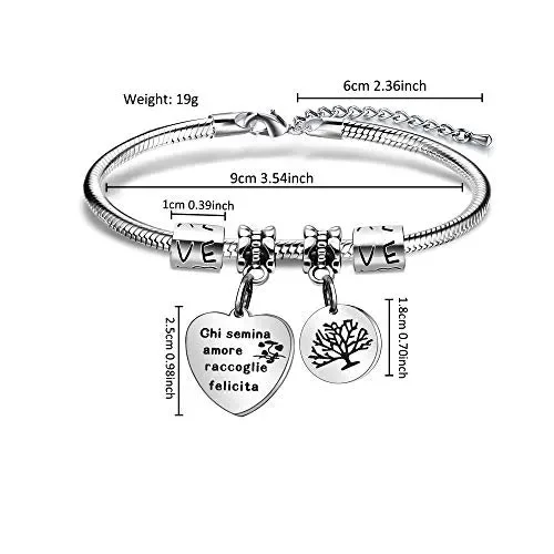 Angelra Bracciale da Donna con Ciondolo In Acciaio,”Chi Semina Amore… Vendita calda online - immagine 2