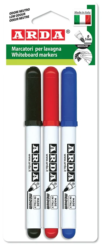 ARDA Set 3 Pennarelli Lavagna Bianca Cancellabili a Secco