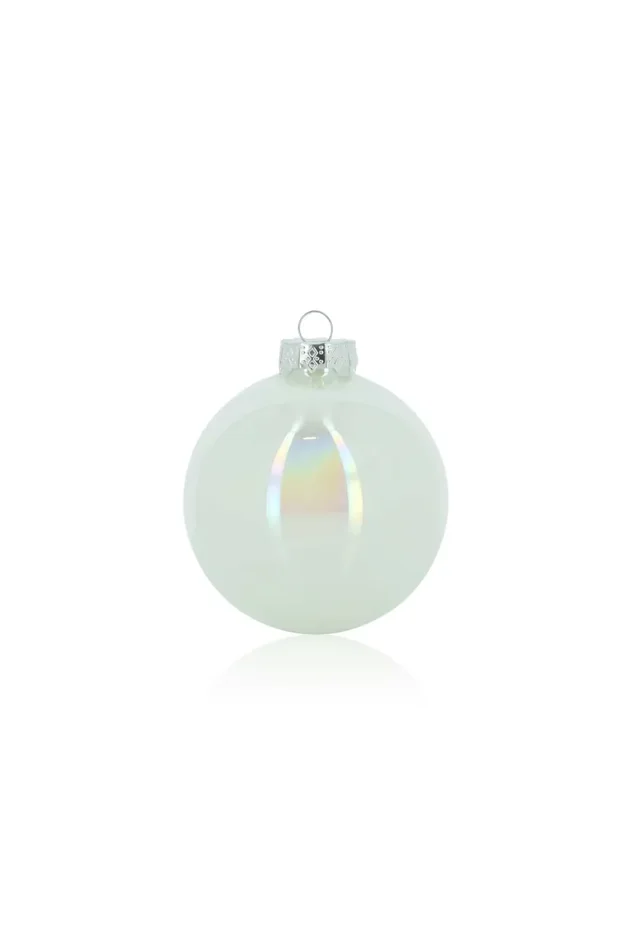 ARPIMEX Box 12 Sfere Natale Vetro D 100 Mm Bianco Perla