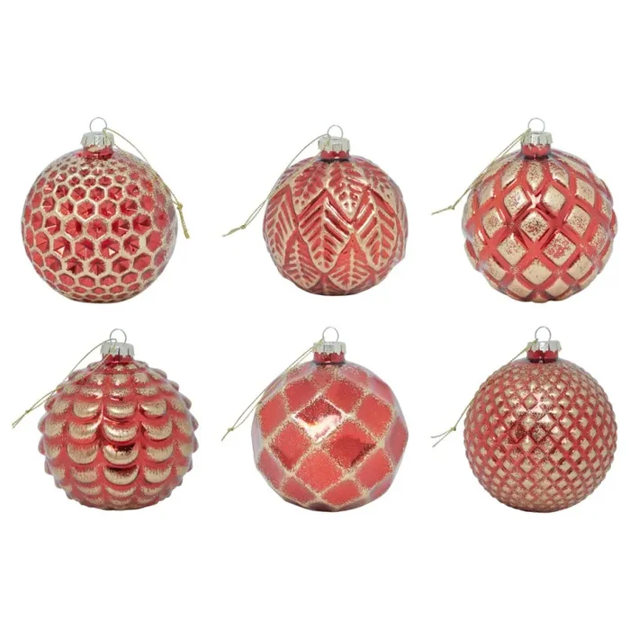 ARPIMEX Decorazione Sfera Natale D 100 Mm Vetro Assortiti Stili Red 1 Pz