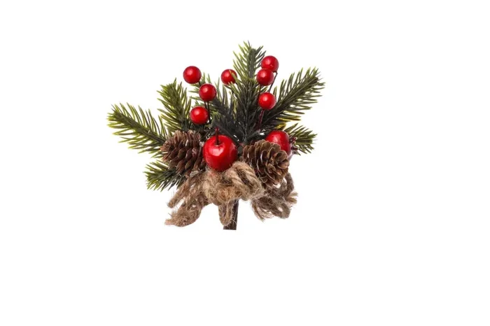 ARPIMEX Pick Natale Pino Bacche 15 Cm Rosso e Verde