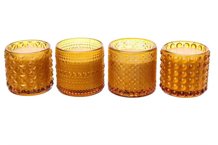 ARPIMEX Vasetto Vetro con Cera D 7 Cm H 6,8 Cm Mix 4 Pz Marrone