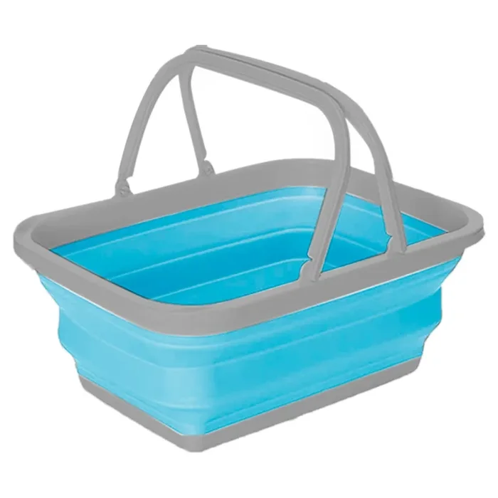 Bacinella Contenitore Salvaspazio 9 Litri Pieghevole Multiuso con Manici Blu - immagine 2