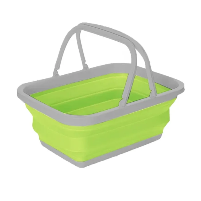 Bacinella Contenitore Salvaspazio 9 Litri Pieghevole Multiuso con Manici Verde - immagine 2