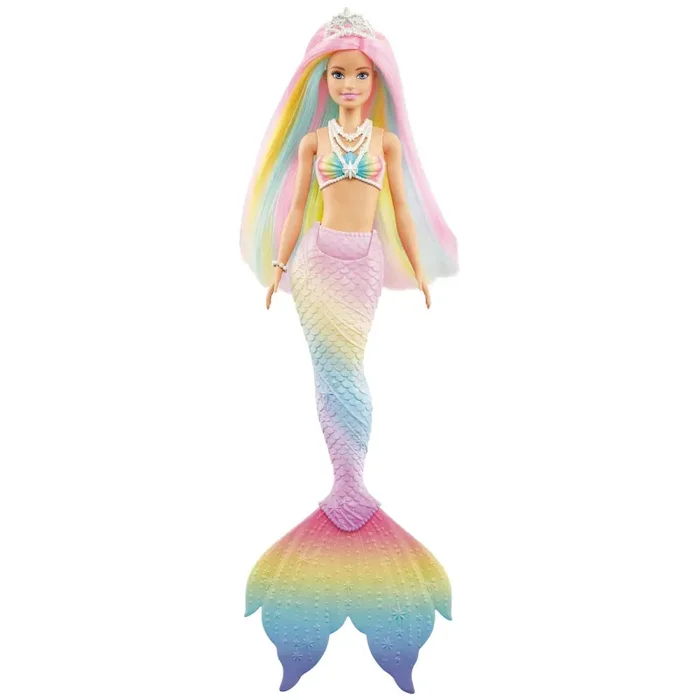 Barbie Bambola Sirena Cambia Colore con Capelli Arcobaleno, Giocattolo per Bambini 3+Anni, GTF89