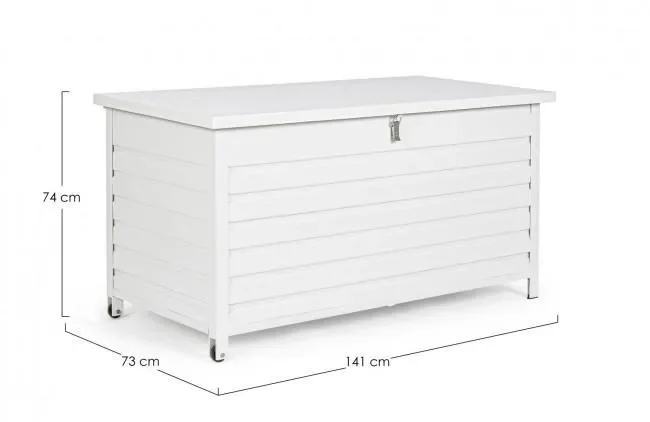 Baule Cassapanca da Esterno 141x73x74 cm in Alluminio con Ruote Bianca - immagine 2