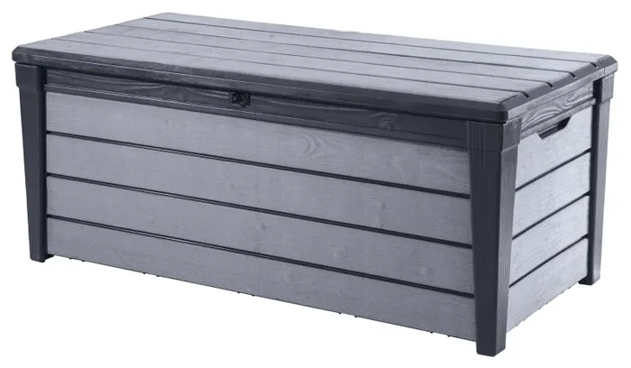 Baule Cassapanca da Esterno 145×60,3×69,7 cm in Resina Keter Brushwood Antracite Vendita calda