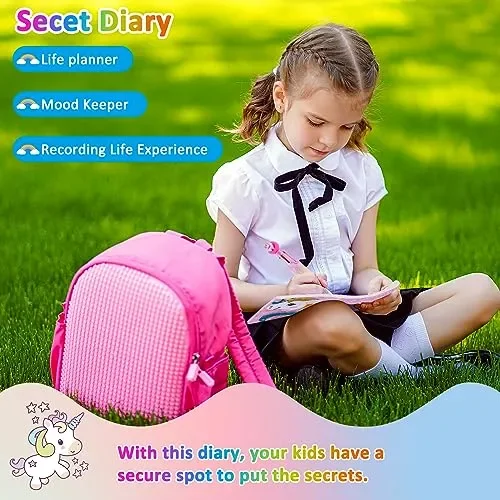 Beihre Diario Segreto Bambina con Lucchetto, Unicorno Diario Peluche con Sacchetto Della Penna e Penna Multicolore, Cancelleria Bambina Regalo di Natale - immagine 2
