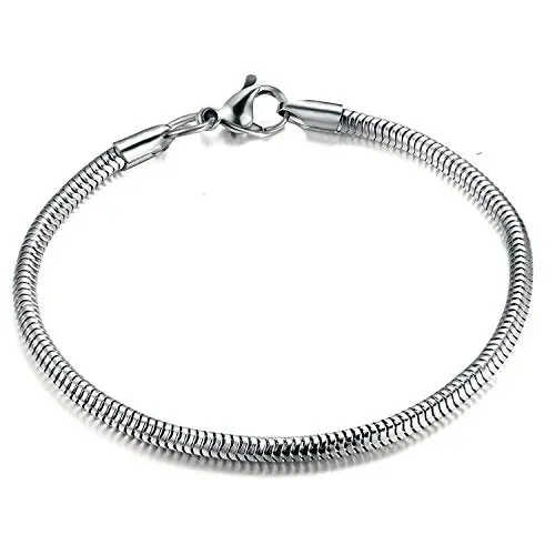 BESTEEL 3MM Bracciali per Charm e Bead Donne Catena del Serpente… - immagine 3