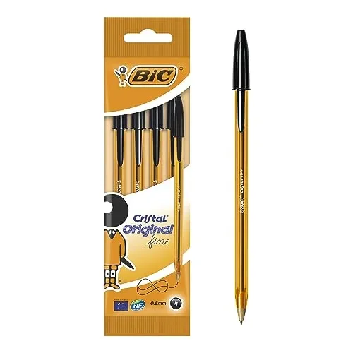 BIC Cristal Original Fine Penne A Sfera Con Punta Fine (0,8 Mm) – Nere, Confezione Da 4 Vendita calda online