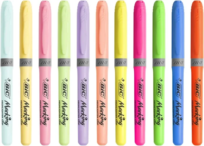 BIC Evidenziatori Highlighter Grip, perfetti per l’aula o l’ufficio, colori assortiti, confezione da 24 - immagine 3